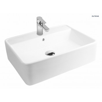 Oltens Duve washbasin 58x43,5 cm countertop rectangular with coating SmartClean - white 