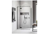 Door shower Radaway Essenza Black KDJ 80 cm, left, glass transparent with coating Easy Clean, profil black mat