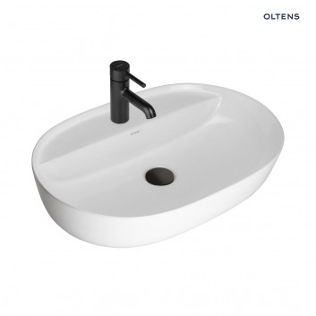 Oltens Hamnes Thin countertop washbasin with tap hole oval 62 x 42 cm white with coating Oltens SmartClean