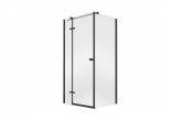 Shower cabin rectangular Besco Pixa Black, 90x90x195 cm, left, glass transparent, profil black mat