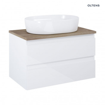 Oltens Vernal cabinet 80 cm vanity hanging white shine with top oak