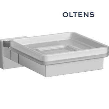 Oltens Tved soap dish with handle - glass szronione/chrome
