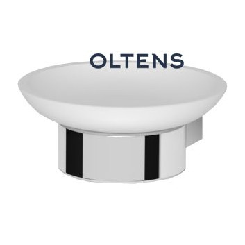 Oltens Vernal soap dish with handle - white ceramics/chrome