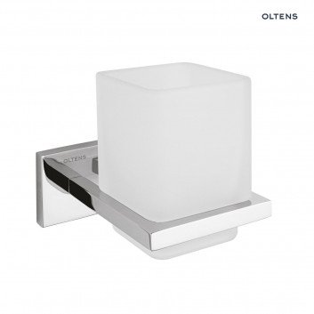 Oltens Gulfoss Glass with holder - white ceramics/chrome