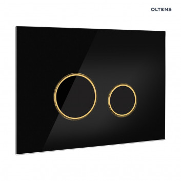Oltens Lule flushing plate szklany do WC - white/gold mat