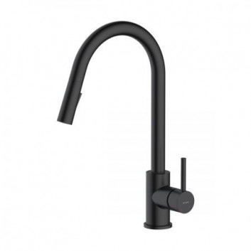 Oltens Litla kitchen faucet standing with pull-out spray black mat 