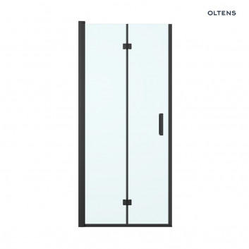 Oltens Hallan door shower 80 cm wnękowe glass transparent - black mat 