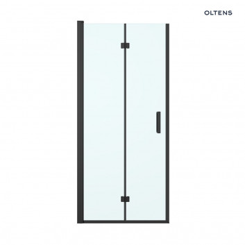 Oltens Hallan door shower 90 cm wnękowe glass transparent - black mat