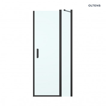 Oltens Hallan door shower 100 cm wnękowe glass transparent - black mat 