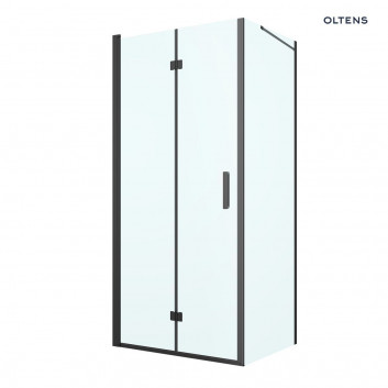 Oltens Hallan shower cabin 80x100 cm rectangular black mat/glass transparent door with wall