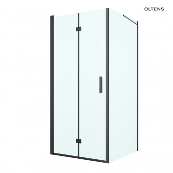 Oltens Hallan shower cabin 90x90 cm square black mat/glass transparent door with wall