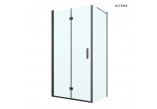 Oltens Hallan shower cabin 90x100 cm rectangular black mat/glass transparent door with wall 