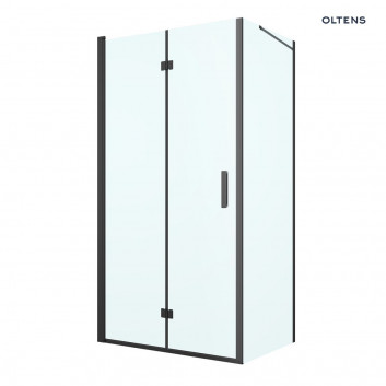 Oltens Hallan shower cabin 90x100 cm rectangular black mat/glass transparent door with wall 