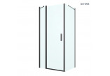 Oltens Verdal shower cabin 90x80 cm rectangular black mat/glass transparent door with wall