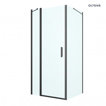 Oltens Verdal shower cabin 90x80 cm rectangular black mat/glass transparent door with wall