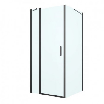 Oltens Verdal shower cabin 90x90 cm square black mat/glass transparent door with wall