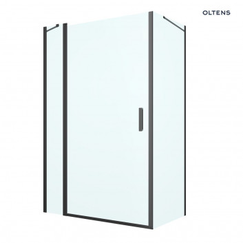 Oltens Verdal shower cabin 100x100 cm square black mat/glass transparent door with wall
