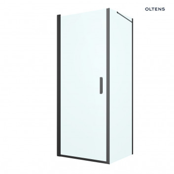 Oltens Verdal shower cabin 120x100 cm protokątna black mat/glass transparent door with wall