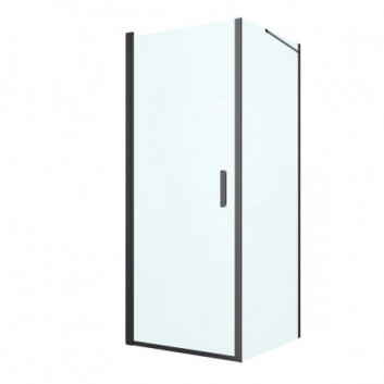 Oltens Rinnan shower cabin 80x80 cm square black mat/glass transparent door with wall