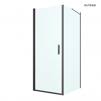 Oltens Rinnan shower cabin 80x90 cm rectangular black mat/glass transparent door with wall