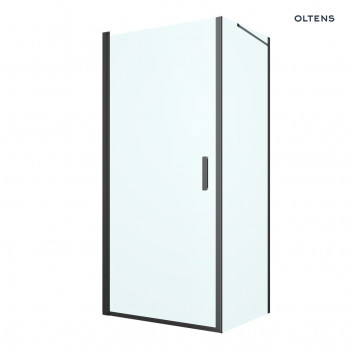 Oltens Rinnan shower cabin 80x100 cm rectangular black mat/glass transparent door with wall