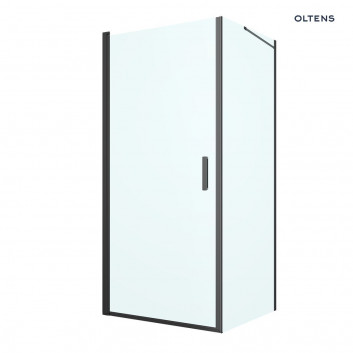 Oltens Rinnan shower cabin 90x80 cm rectangular black mat/glass transparent door with wall 