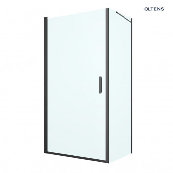 Oltens Rinnan shower cabin 90x100 cm rectangular black mat/glass transparent door with wall