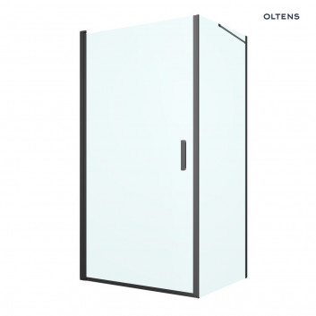 Oltens Rinnan shower cabin 100x80 cm rectangular black mat/glass transparent door with wall