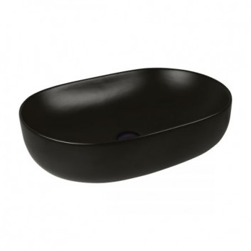 Oltens Hamnes Thin countertop washbasin oval 49,5 x 35,5 cm - black mat