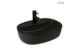Oltens Hamnes Thin countertop washbasin with tap hole oval 51 x 39 cm - black mat
