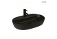 Oltens Hamnes Thin countertop washbasin with tap hole oval 51 x 39 cm - black mat