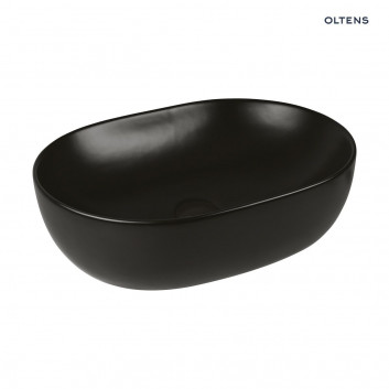 Oltens Hamnes Thin countertop washbasin with tap hole oval 80 x 40 cm - black mat 