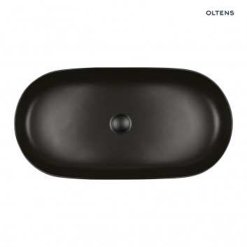 Oltens Hamnes Thin countertop washbasin oval 60,5 x 41,5 cm black mat  with coating Oltens SmartClean