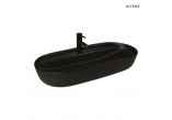 Oltens Hamnes Thin countertop washbasin with tap hole oval 80 x 40 cm black mat  with coating Oltens SmartClean 