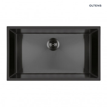 Oltens Steelvask zlew steel 1 komorowy 44x44 cm stainless steel, - black