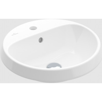 Architectura Recessed washbasin, 450 x 450 x 170 mm, Weiss Alpin, z overflow, Nieszlifowany