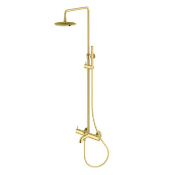 Shower set Kohlman Axel Gold, concealed, round overhead shower 25 cm, 2 wyjścia wody - gold shiny