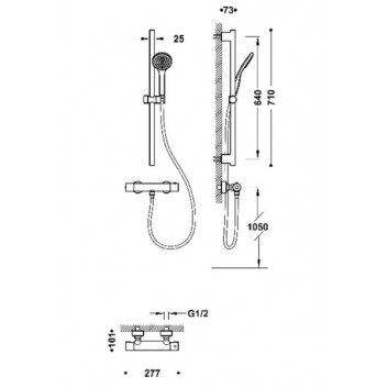 Wall-mounted thermostatic mixer shower TRES BASE PLUS - Chrome 