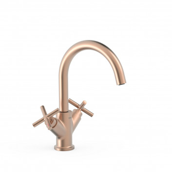  Mixer two-handle tall basin, TRES MONTBLANC - 24-K Gold Matowe