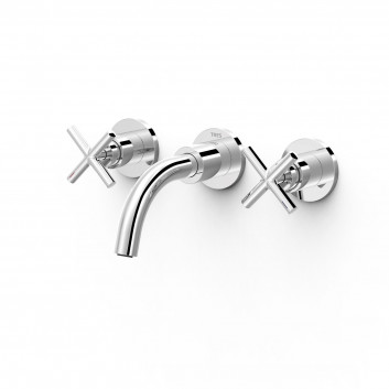 Mixer two-handle standing basin, TRES MONTBLANC - 24-K Matowe różowe gold