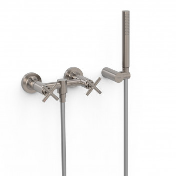Mixer two-handle wall mounted shower, TRES MONTBLANC - Czerń Matt