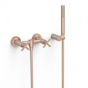 Mixer two-handle wall mounted shower, TRES MONTBLANC - 24-K Gold Matowe