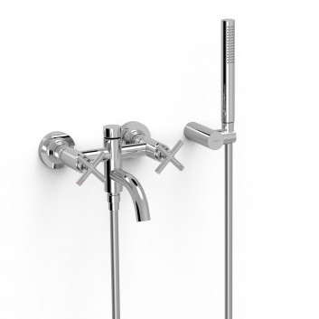 Mixer two-handle wall mounted shower, TRES MONTBLANC - 24-K Matowe różowe gold