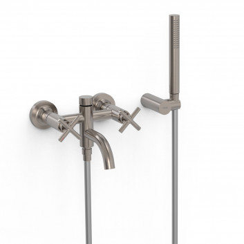Mixer two-handle wall mounted bath i shower, TRES MONTBLANC - Czerń Matt 