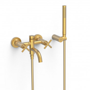 Mixer two-handle wall mounted bath i shower, TRES MONTBLANC - Steel