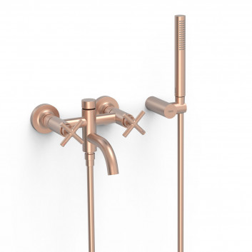 Mixer two-handle wall mounted bath i shower, TRES MONTBLANC - 24-K Gold Matowe