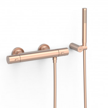 Wall-mounted thermostatic mixer shower, TRES OVER-WALL - 24-K Gold Matowe