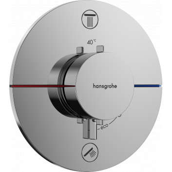 Mixer thermostatic, concealed do 2 odbiorników with integrated safety system zgodnie z EN 1717, Hansgrohe ShowerSelect Comfort S - Chrome 