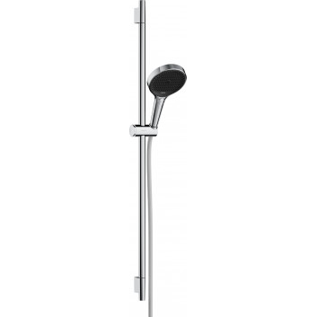 Shower set 130 3jet with bar S Puro 90 cm PushSlider i tekstylnym wężem shower Designflex 160 cm, Hansgrohe Rainfinity - Chrome