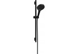 Shower set 130 3jet EcoSmart with bar S Puro 65 cm PushSlider i tekstylnym wężem shower Designflex 160 cm, Hansgrohe Rainfinity - Black Matt
